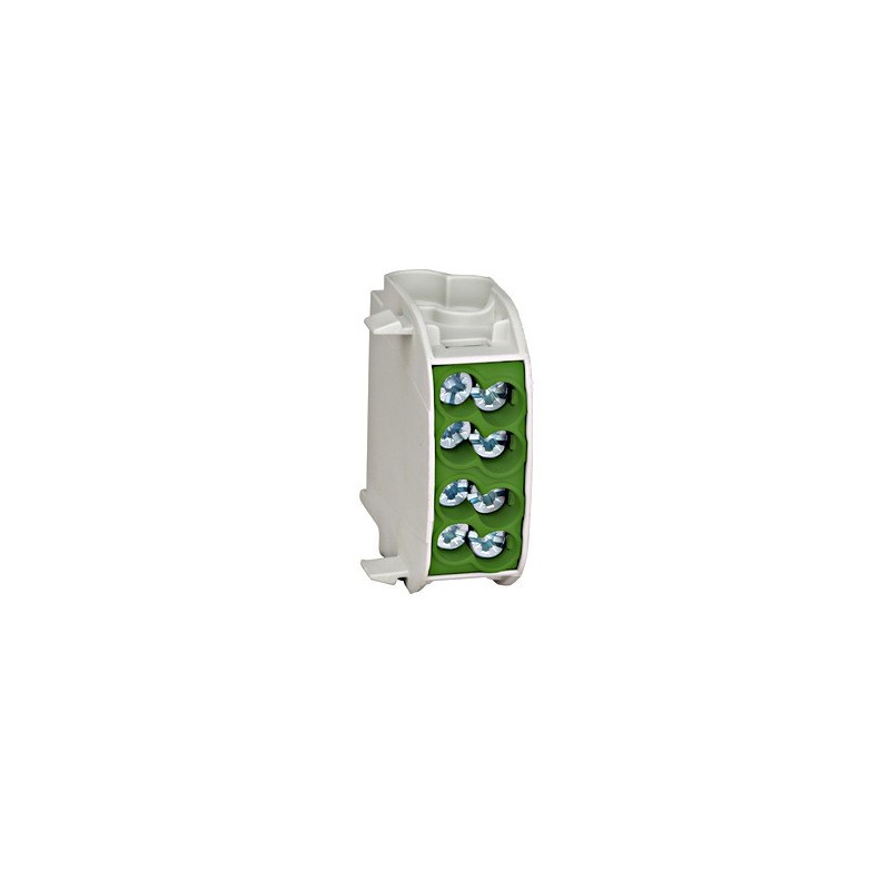 Clemă derivaţie izolată, 25mmp, 1P, 4 pct conectare, verde, Cupru-Aluminiu