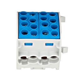 Clemă derivaţie, 35mm², 4 intrări-4 ieşiri, Albastra Cupru