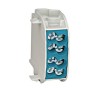 Clemă derivaţie izolată, 35mmp, 1P, 4 pct conectare, albastra, Cupru-Aluminiu