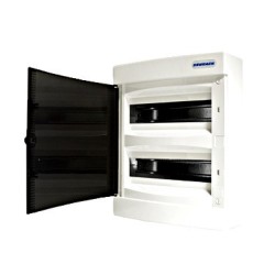 Dulap distrib. montaj apl, 2 rânduri, 24UH, uşă transp.