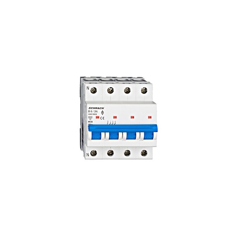 Întreruptor automat modular (MCB) AMPARO 6kA, B 6A, 3P+N