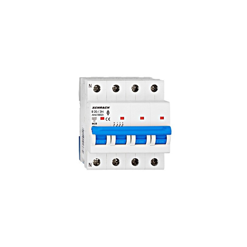 Întreruptor automat modular (MCB) AMPARO 6kA, B 20A, 3P+N