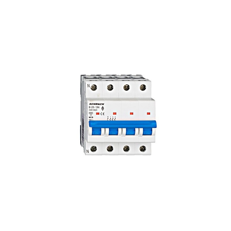 Întreruptor automat modular (MCB) AMPARO 6kA, B 25A, 3P+N