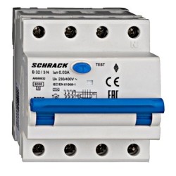 Întreruptor automat+dif. 3+N, AMPARO 6kA, B 32A, 30mA,tip A