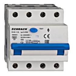 Întreruptor automat+dif. 3+N, AMPARO 6kA, B 40A, 30mA,tip A